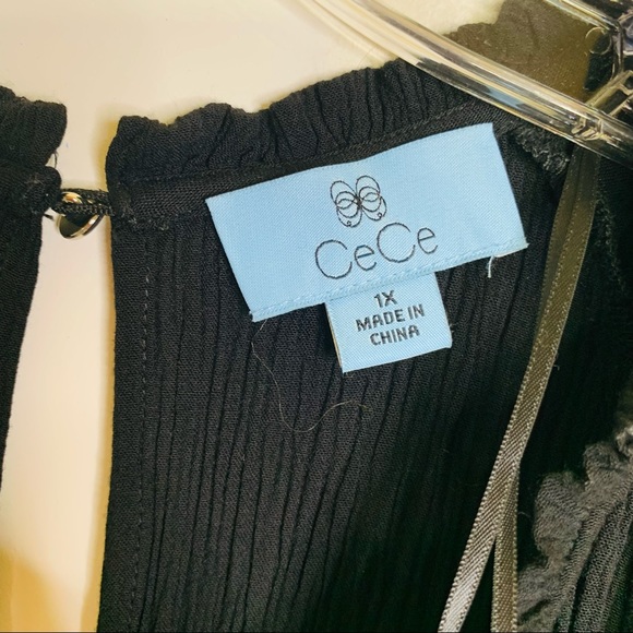 CeCe Crinkle Rayon Jumpsuit 1X Black 3135 - Picture 9 of 11